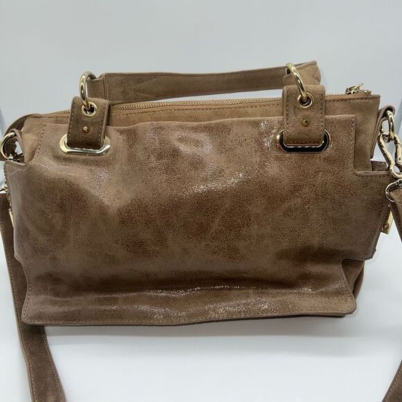 Vince Camuto Metallic Taupe Leather Multi Compartment Convertible Shoulder Bag - Picture 3 of 16